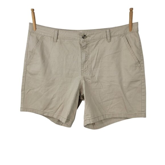 New Ana size 16 Shorts Khaki casual Tan womens Chino Midi Short 7" Inseam - Picture 1 of 6